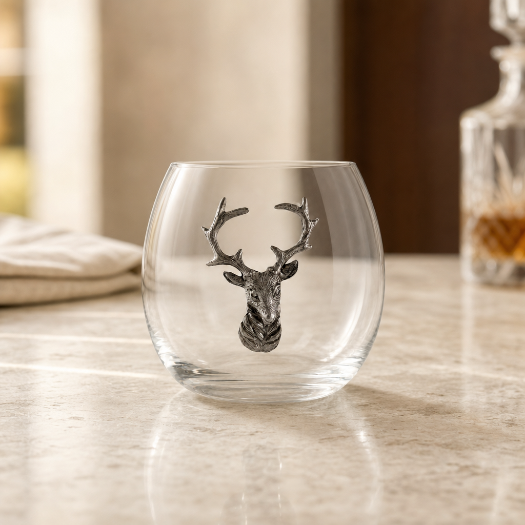 Crystal Elk Stemless Wine Glass