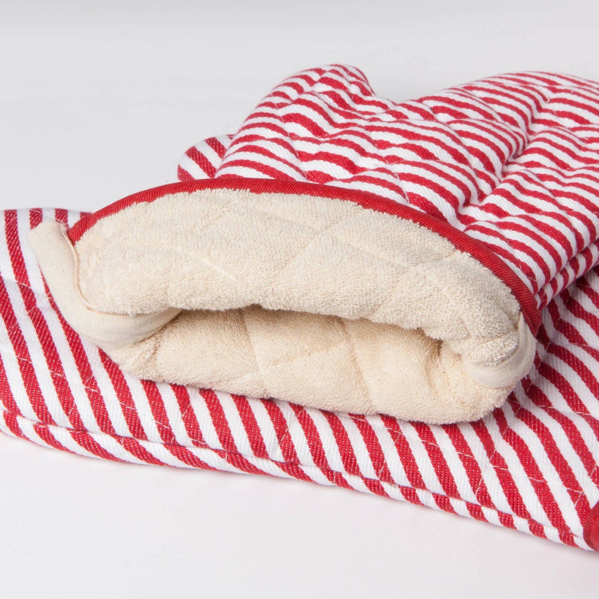 Superior Red Narrow Stripe Oven Mitt - Marcel’s Culinary Experience