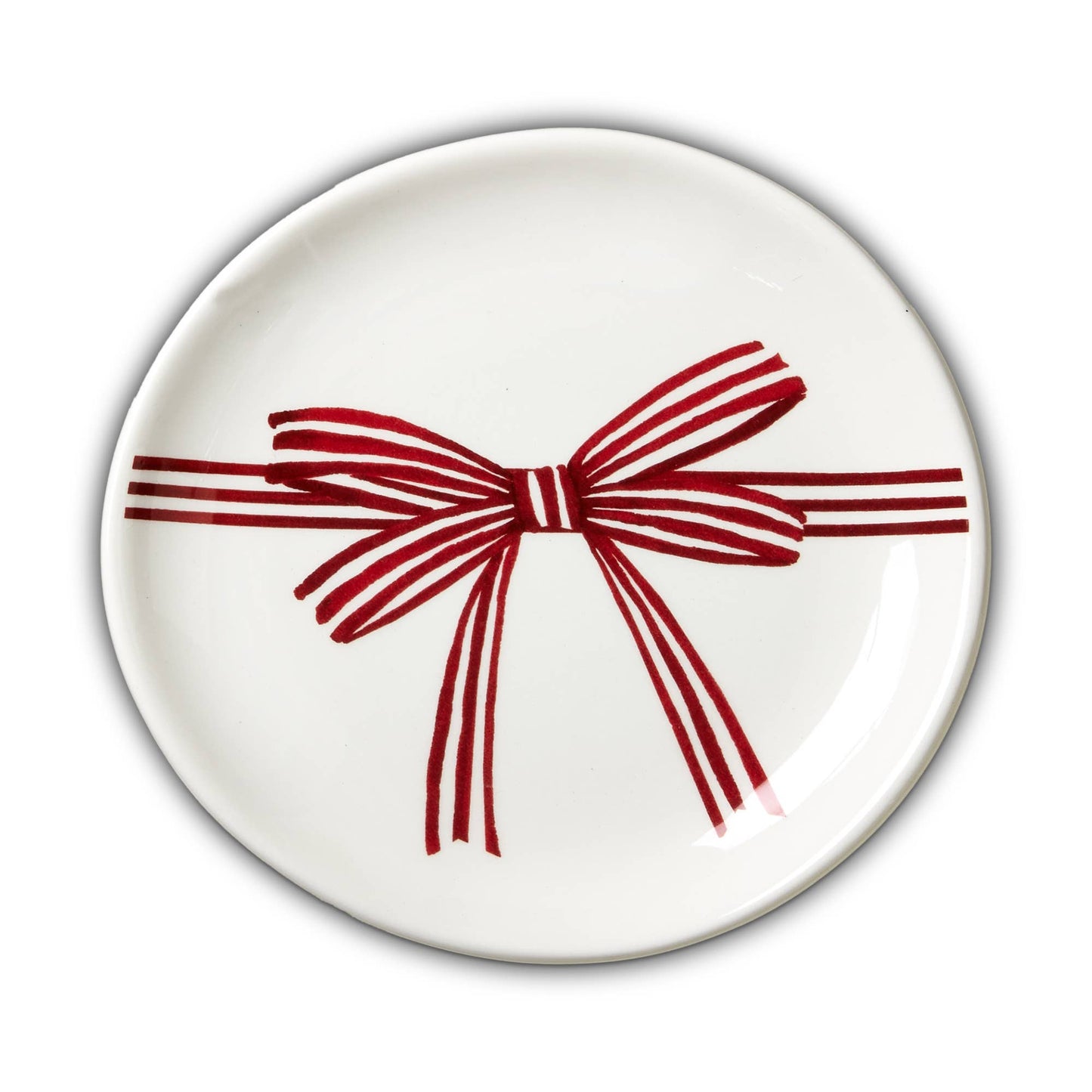 Red Bow Appetizer Plate Earthenware Christmas