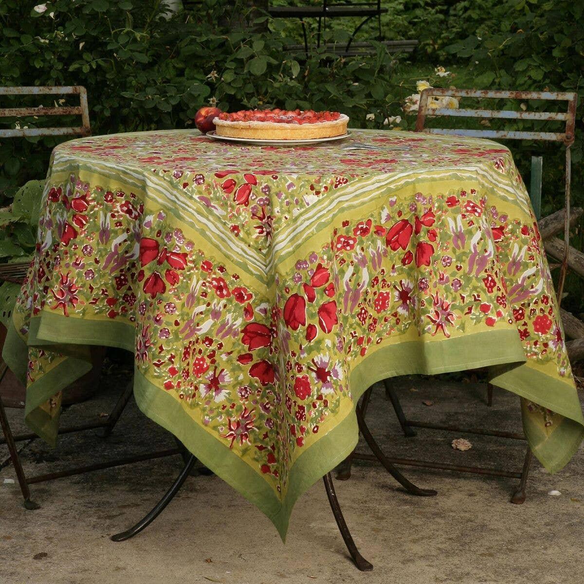Jardin Red & Green | French Tablecloths - Marcel’s Culinary Experience