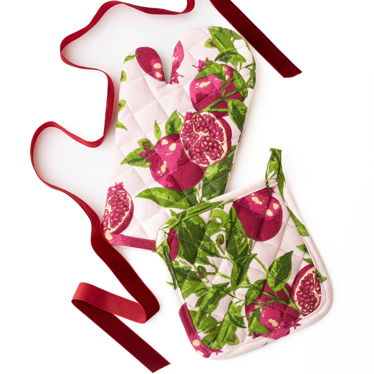 Pomegranate Grove Oven Mitt & Pot Holder Set