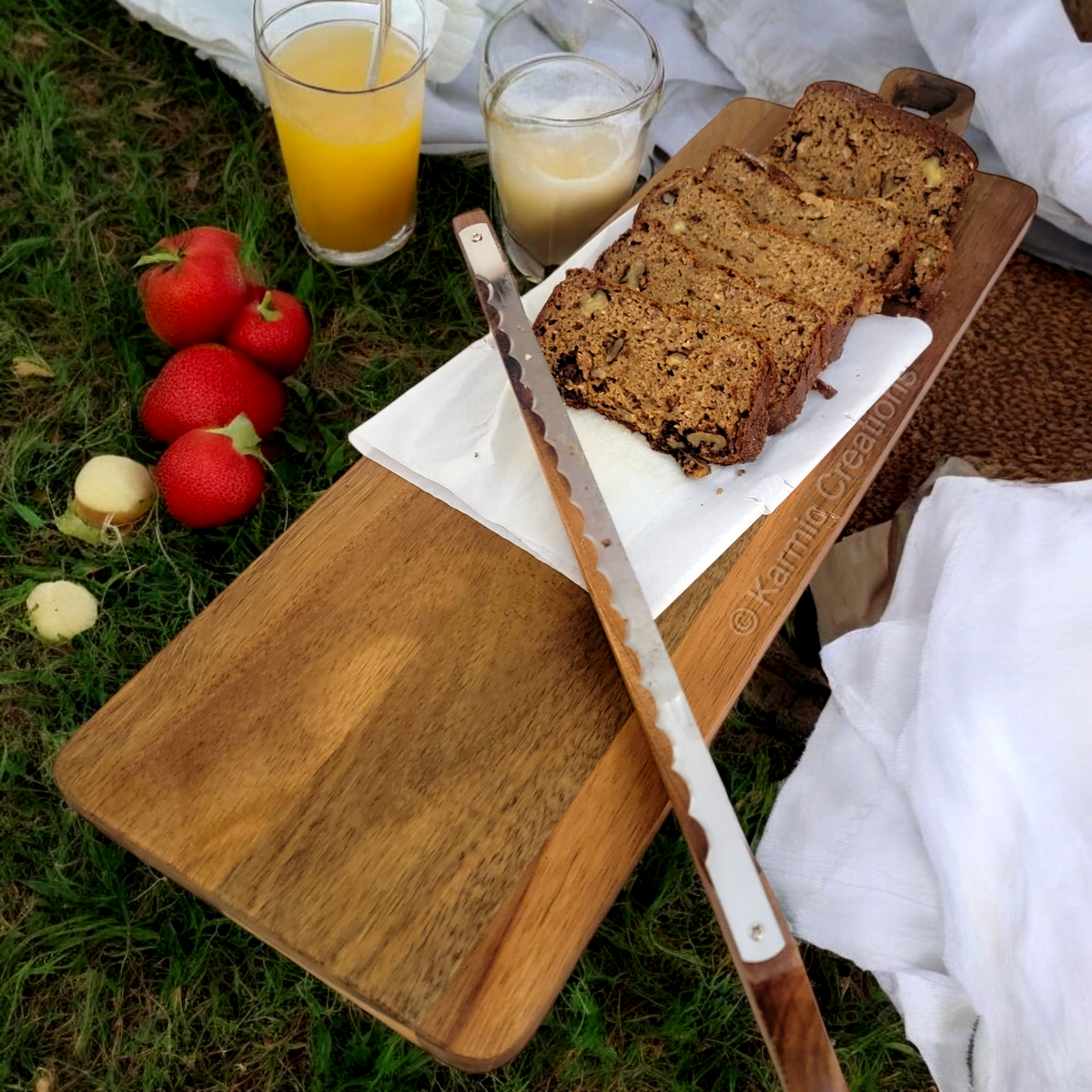 Bread Bow Knife with Acacia Wood Handle