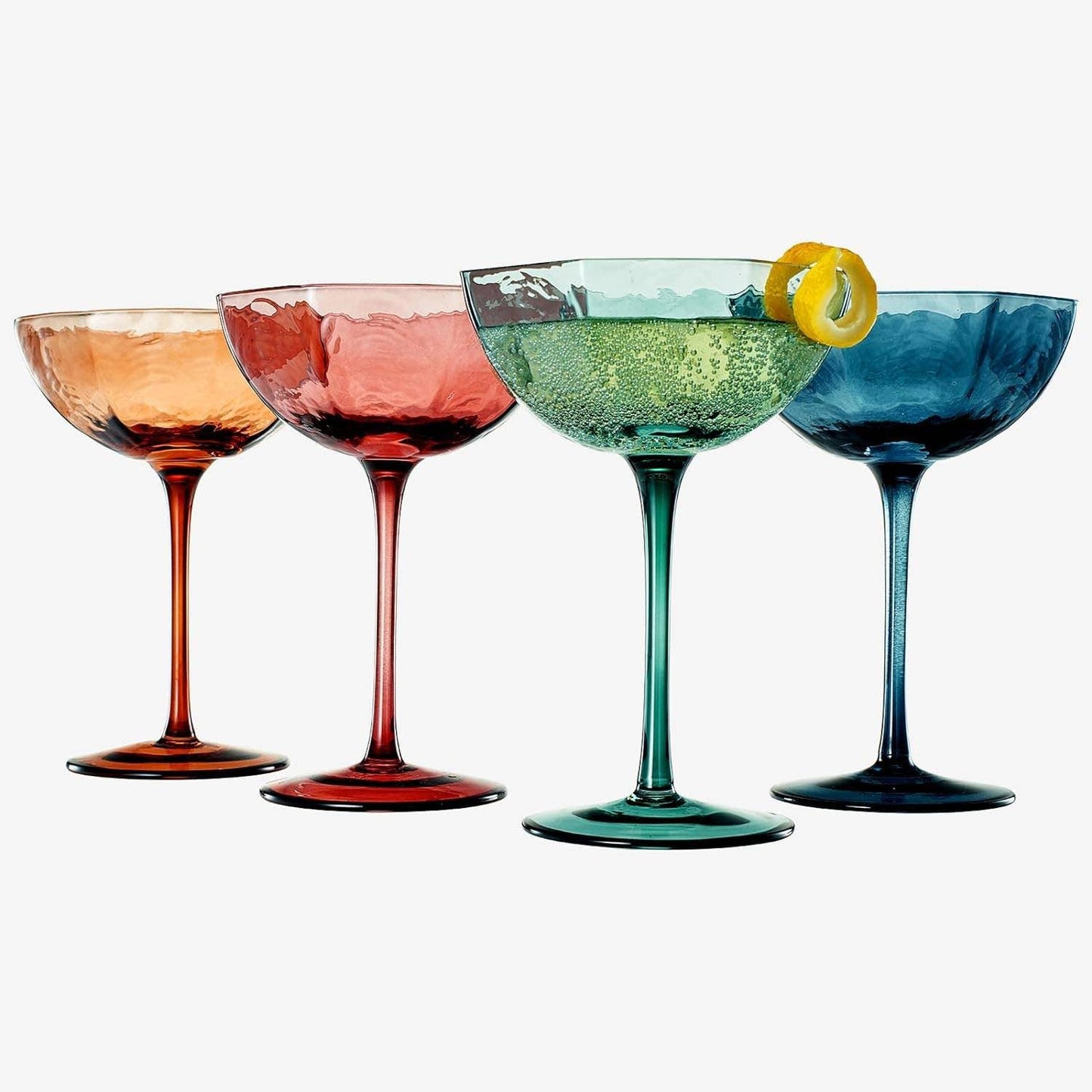 Cocktail, Martini & Champagne Luxury Angled Coupe Glasses 6 oz, Muted Colored - Marcel’s Culinary Experience