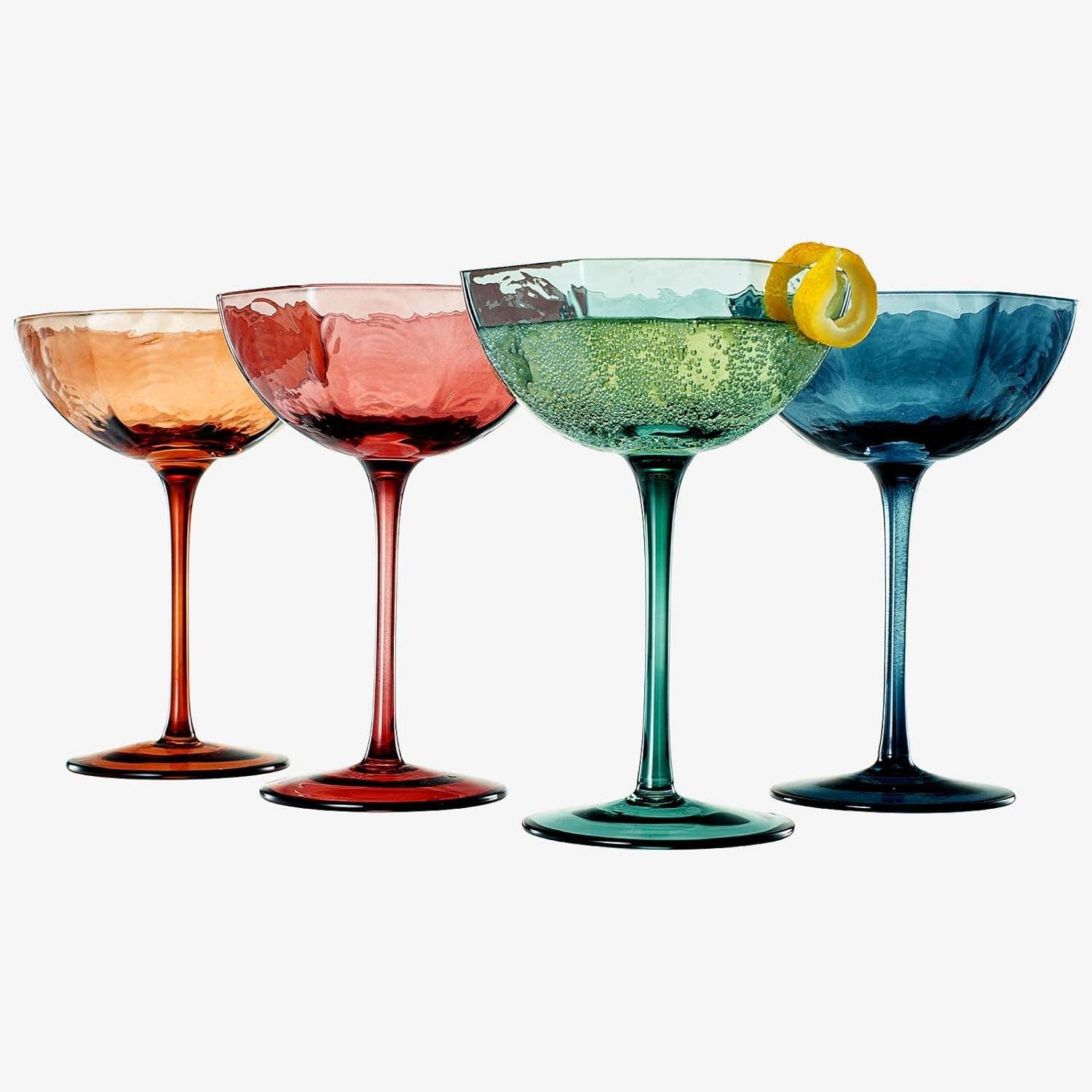 Cocktail, Martini & Champagne Luxury Angled Coupe Glasses 6 oz, Muted Colored - Marcel’s Culinary Experience