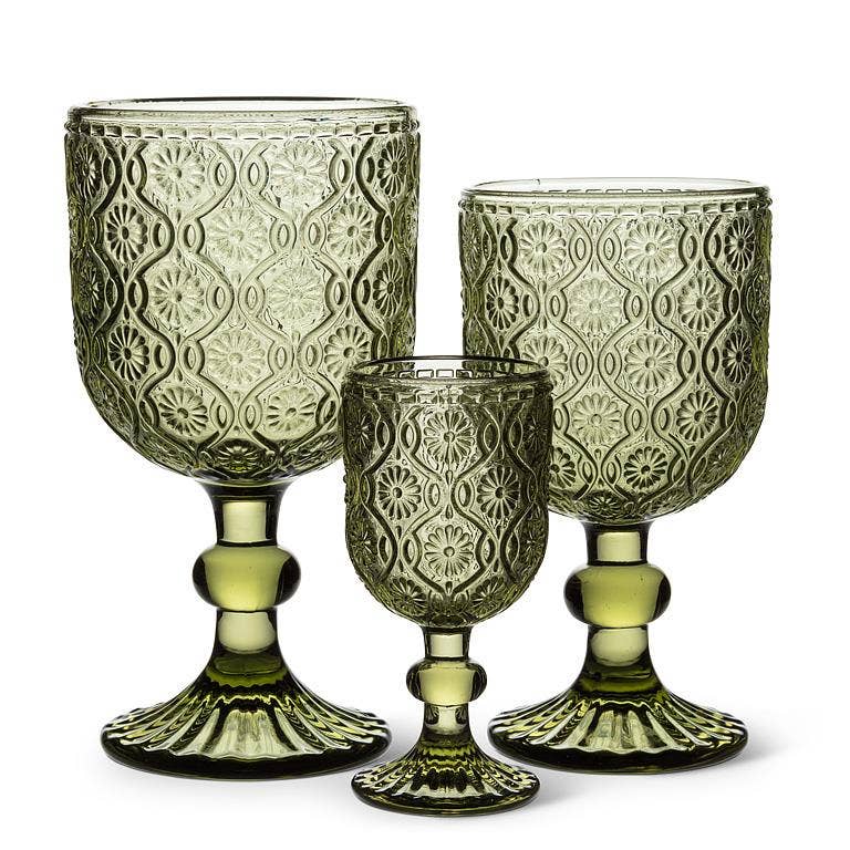 Olive Daisy Embossed White Wine Glass | 10 oz