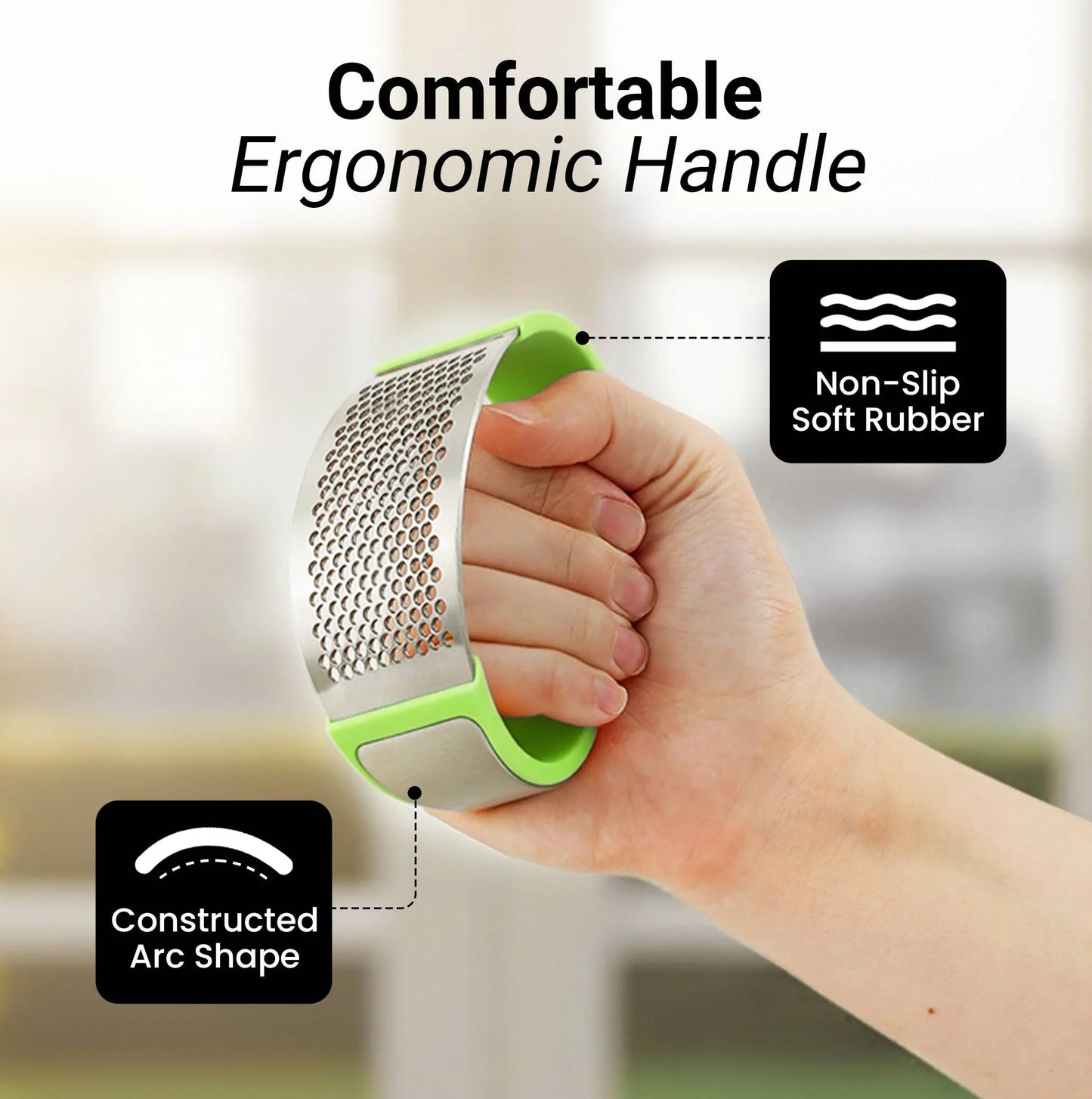 Garlic Press Rocker With Silicone Peeler & Scraper Set