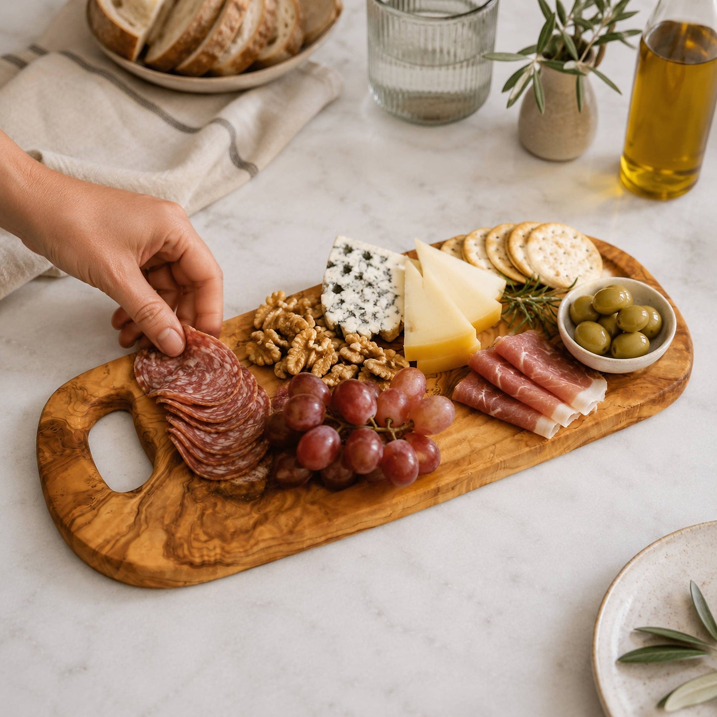 Olive Wood Charcuterie Board - Includes Juice Well