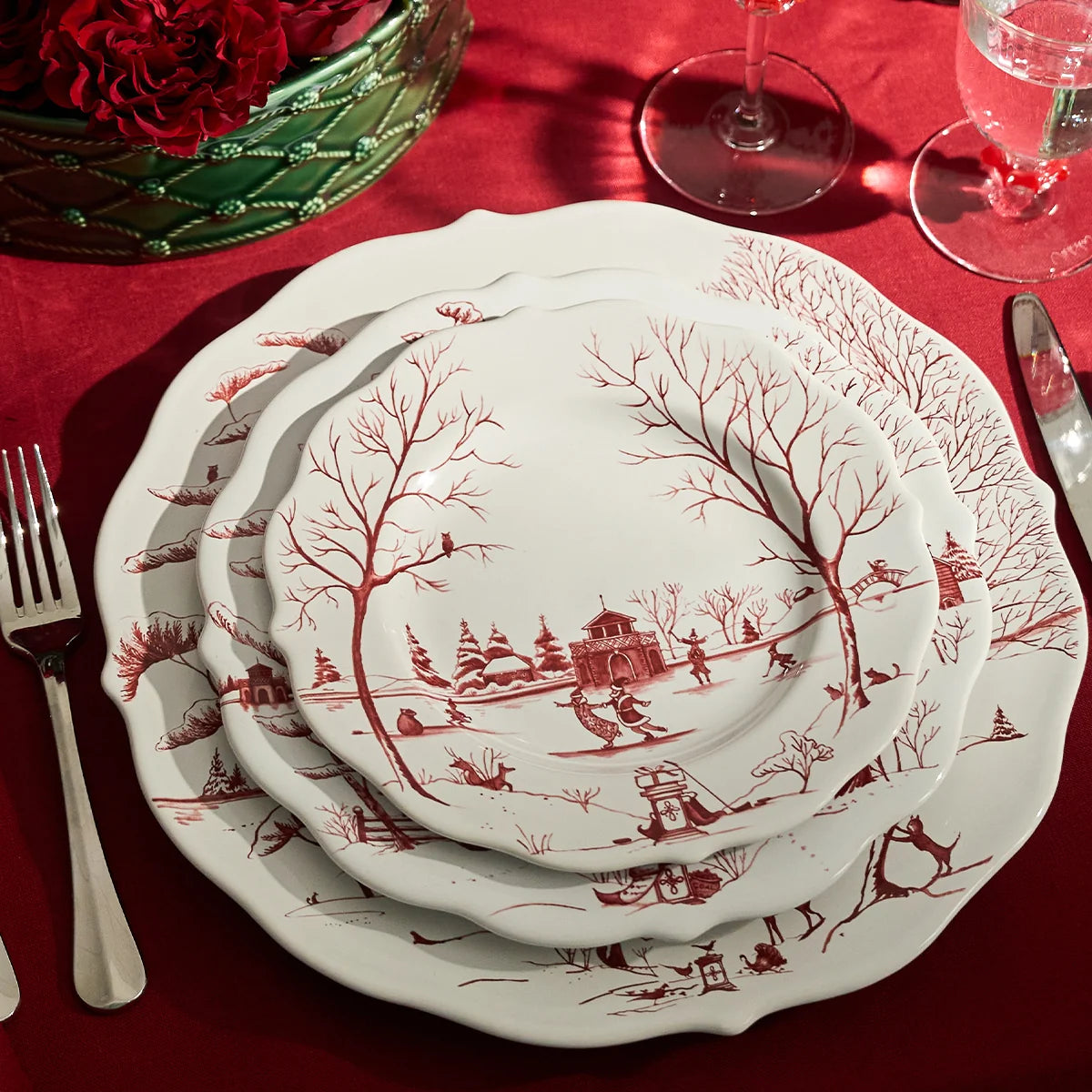 Juliska Country Estate Winter Frolic Charger/Platter - Ruby