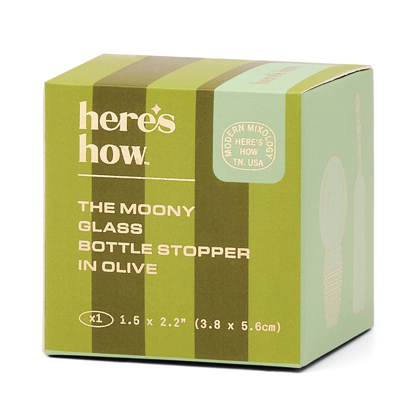 The Moony Glass Bottle Stopper - Olive