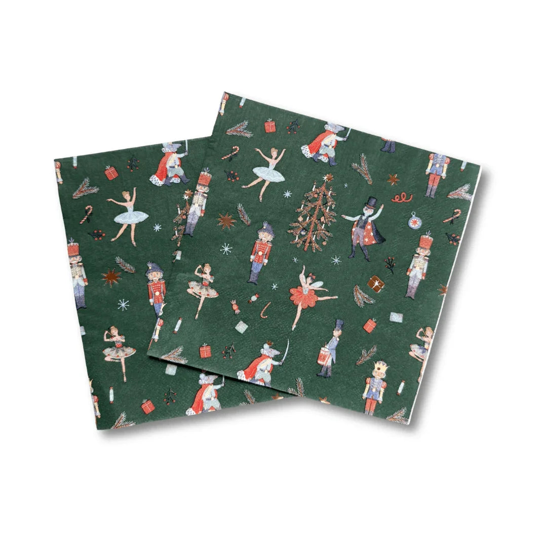 Green Christmas Nutcracker Dinner Napkins (24pcs) - Marcel’s Culinary Experience
