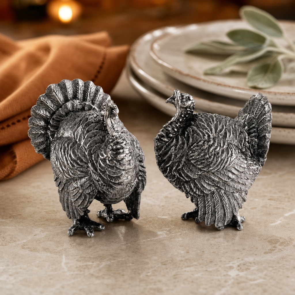 Pewter Turkey Salt & Pepper Shakers