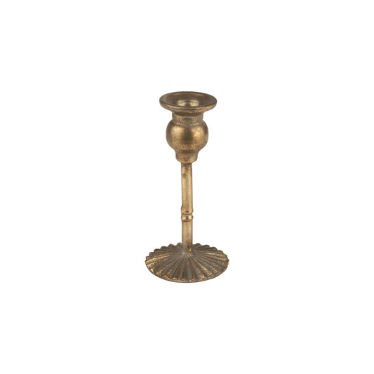 Metal table holder,cast poppy bud,flute base,ant gld,6.5in - Marcel’s Culinary Experience