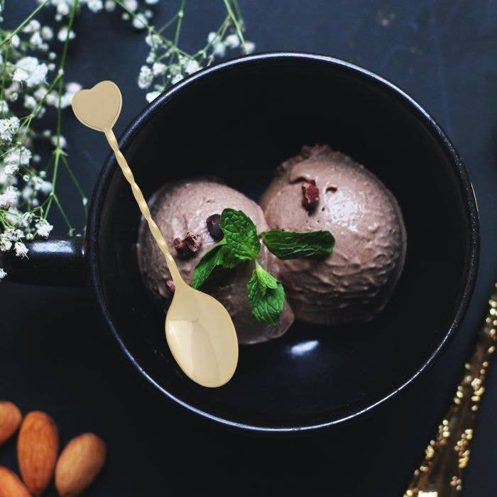 Fino Demi Spoon, Heart Design, Gold Plated