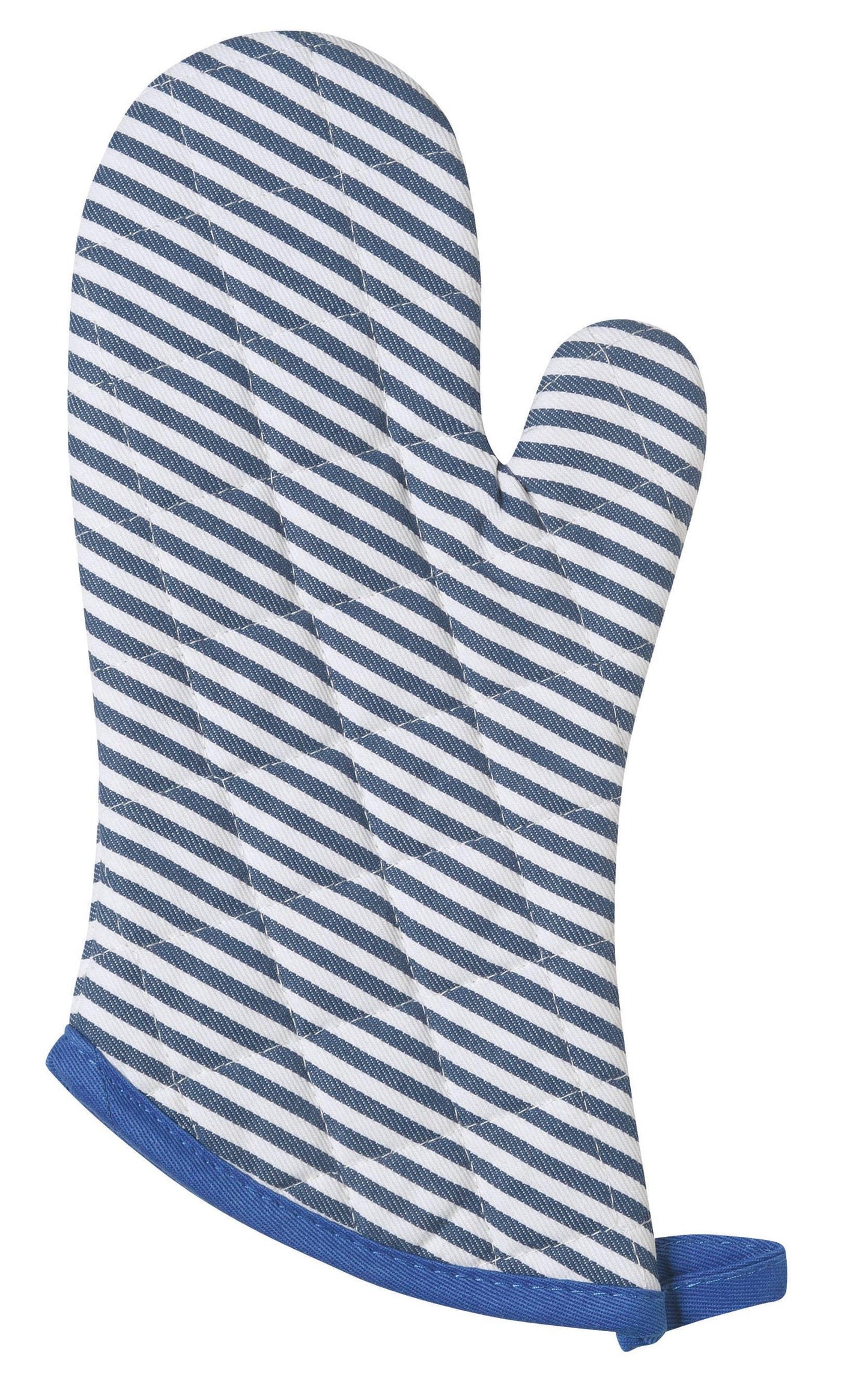 Superior Royal Blue Narrow Stripe Oven Mitt - Marcel’s Culinary Experience