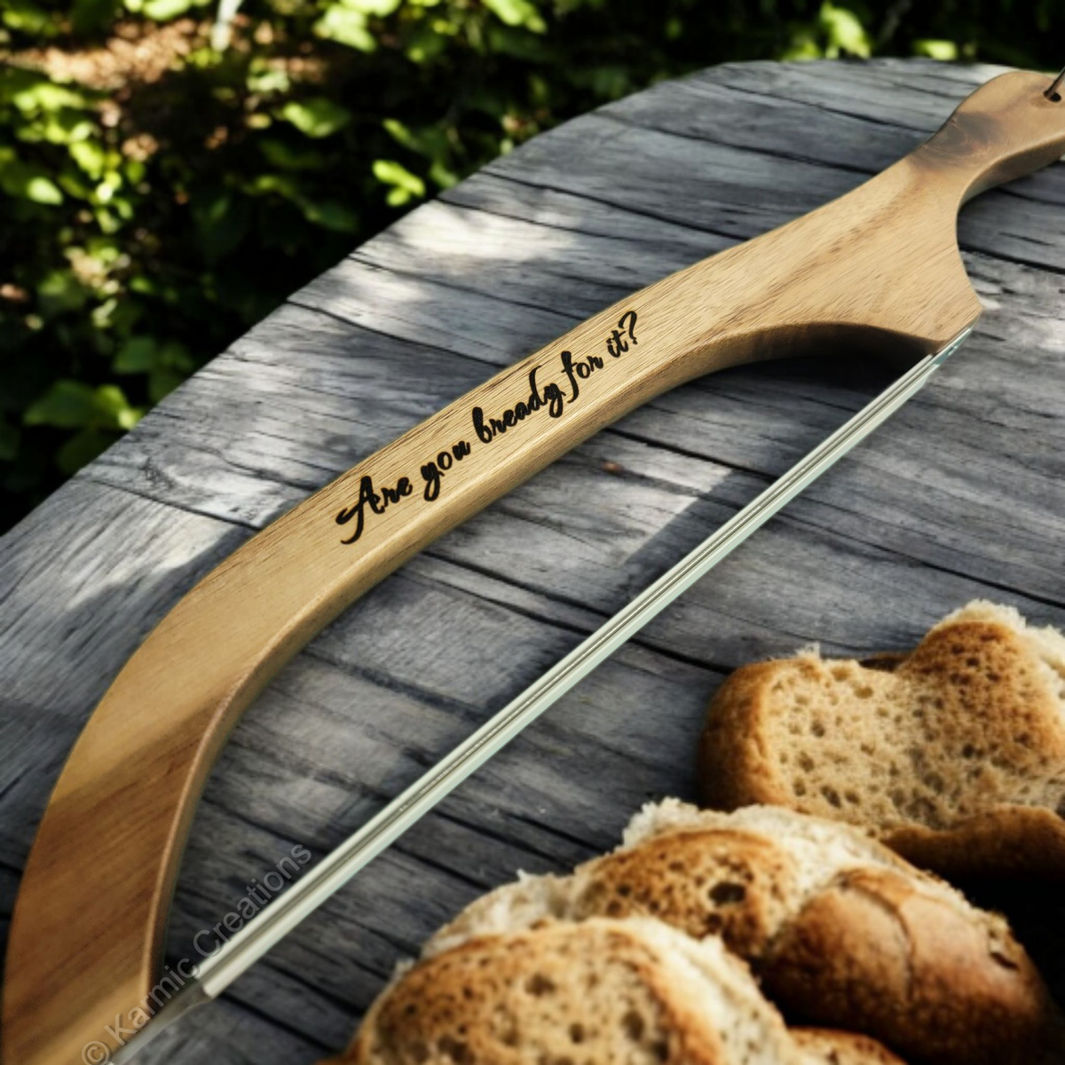 Bread Bow Knife with Acacia Wood Handle