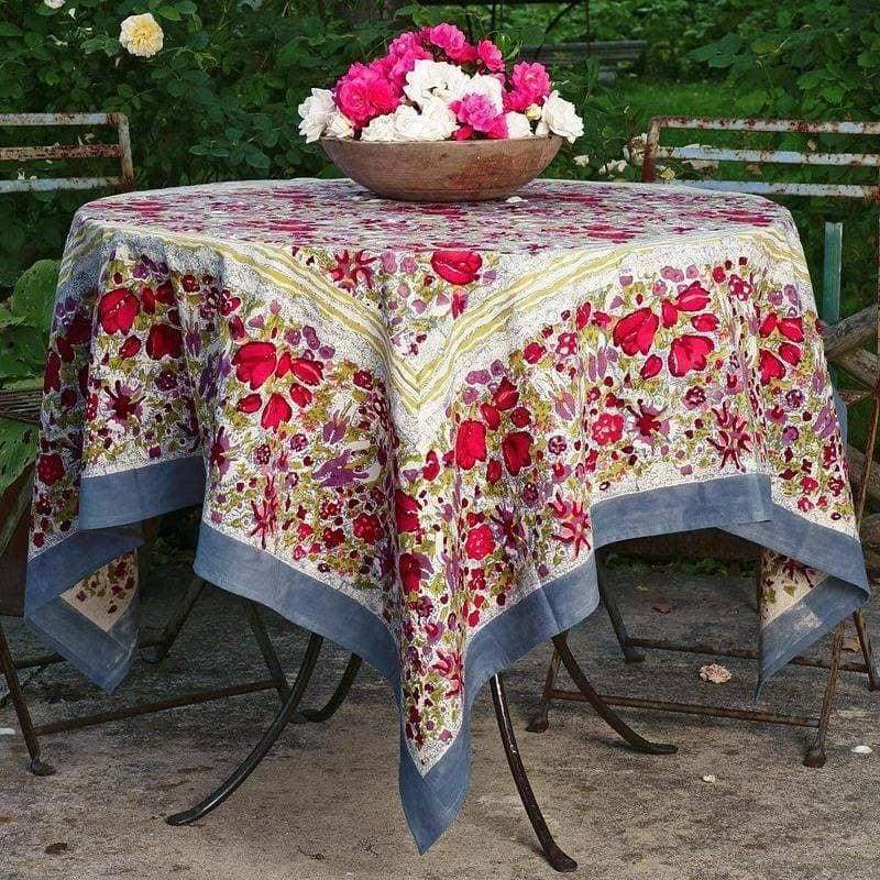 Couleur Nature Jardin Red & Grey | French Tablecloths - Marcel’s Culinary Experience