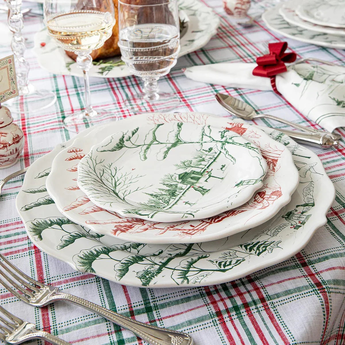 Juliska Country Estate Winter Frolic Party Plate Set/4 - Evergreen