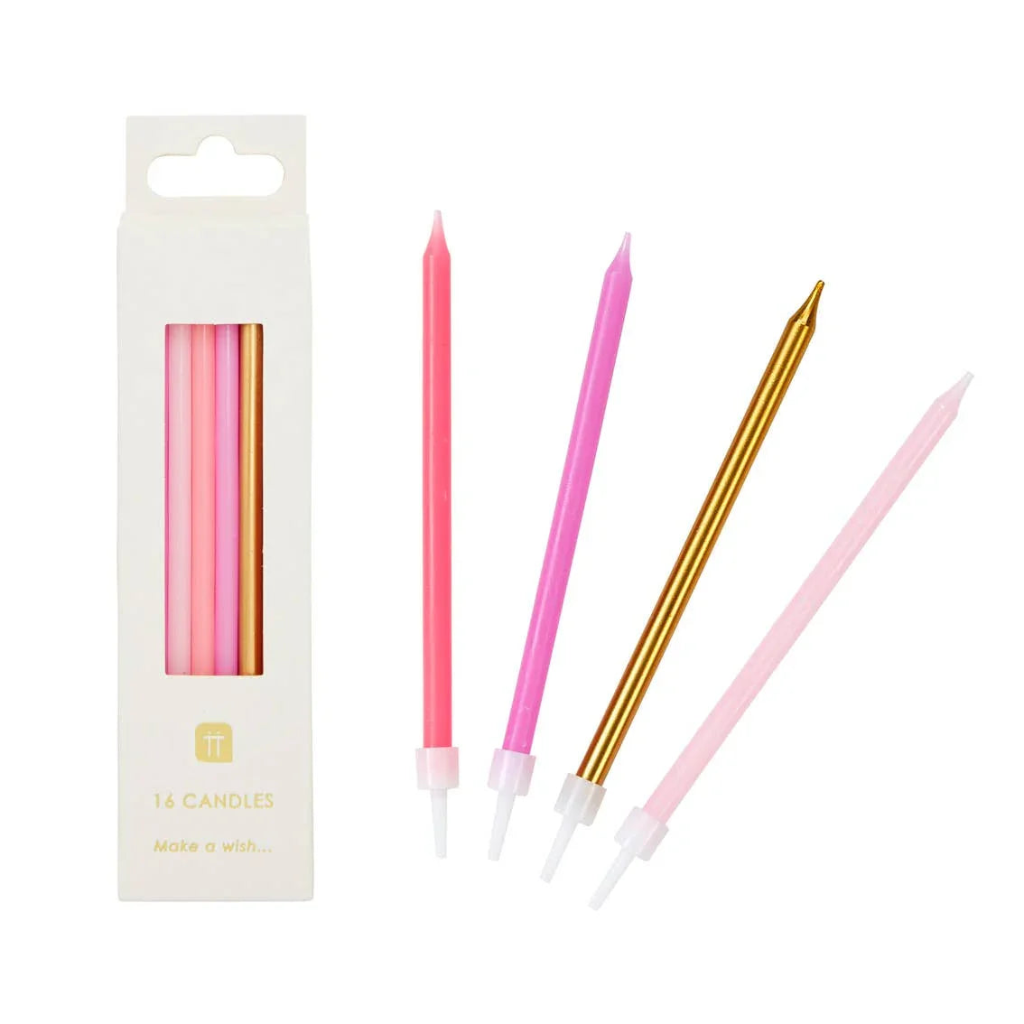 Rose Pink & Gold Birthday Candles | 16 Pack | Cake Candle | - Marcel’s Culinary Experience