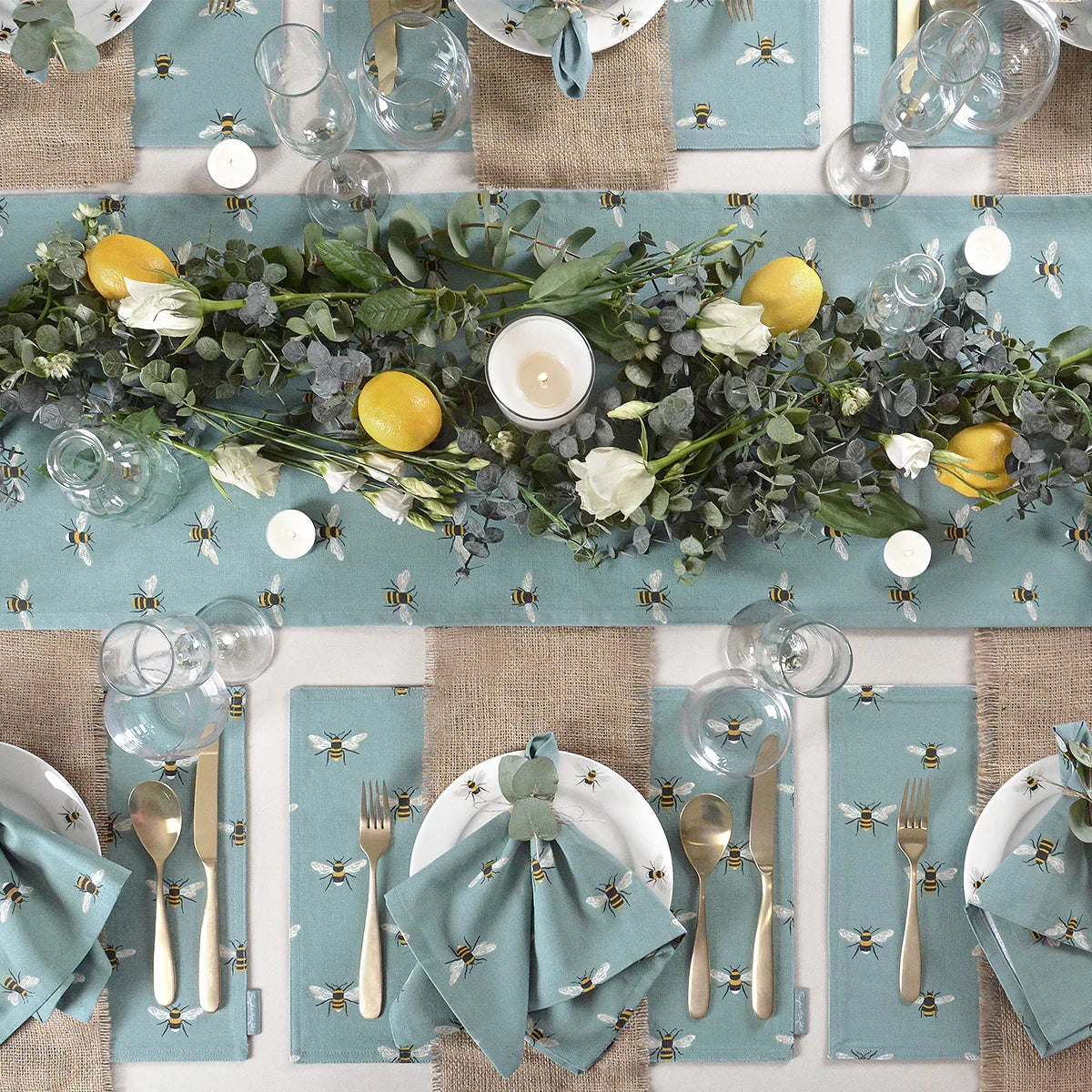 Sophie Allport Bees Teal Table Runner - Marcel’s Culinary Experience