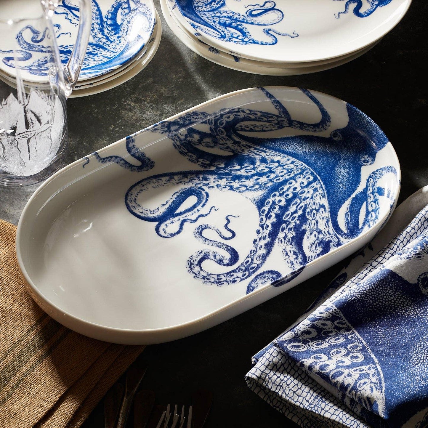 Caskata Lucy the Octopus Large Coupe Oval Platter