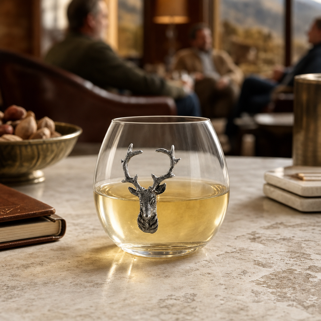 Crystal Elk Stemless Wine Glass