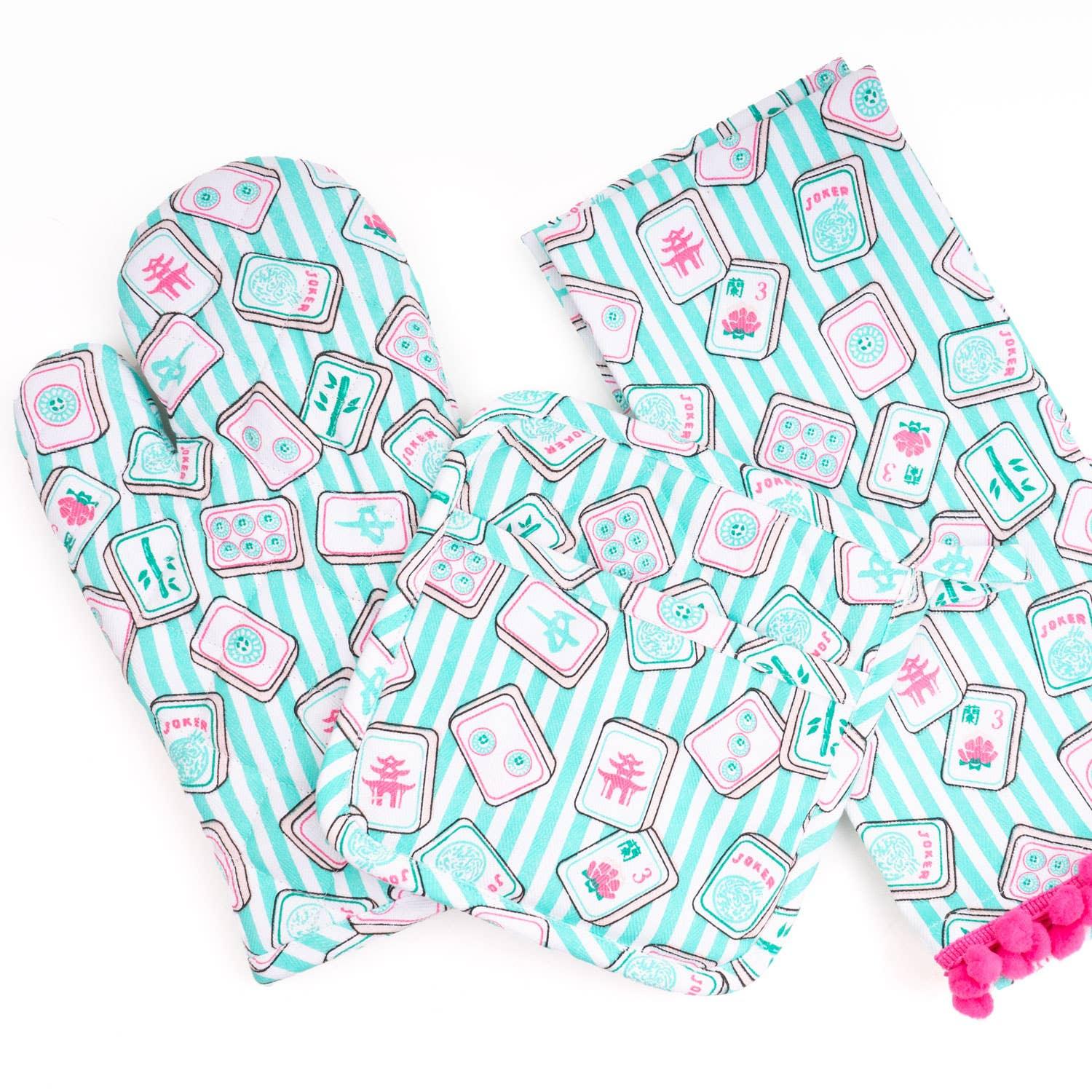 Mahjong Stripe Oven Mitt Set - Marcel’s Culinary Experience