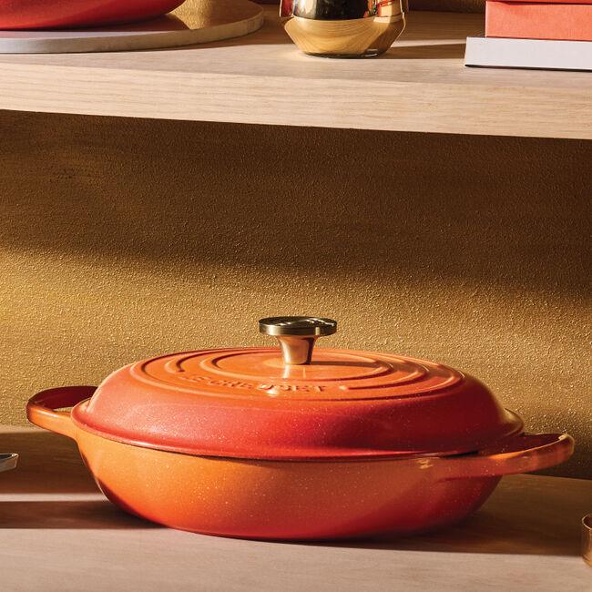 Le Creuset Flamme Doree Signature Round Braiser with Crucible Knob - 3.5 Qt