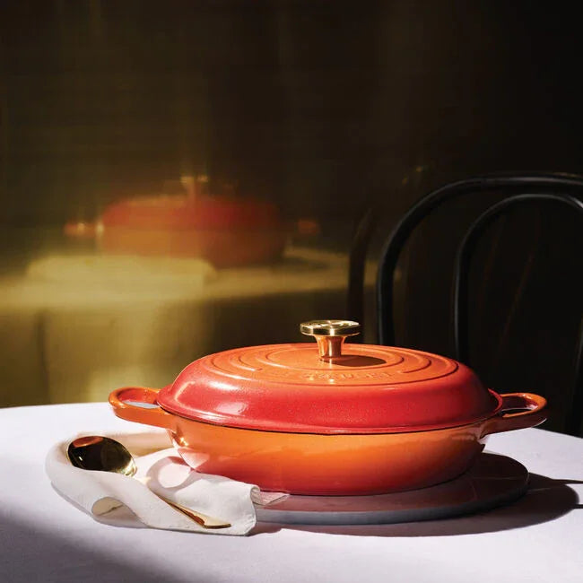 Le Creuset Flamme Doree Signature Round Braiser with Crucible Knob - 3.5 Qt