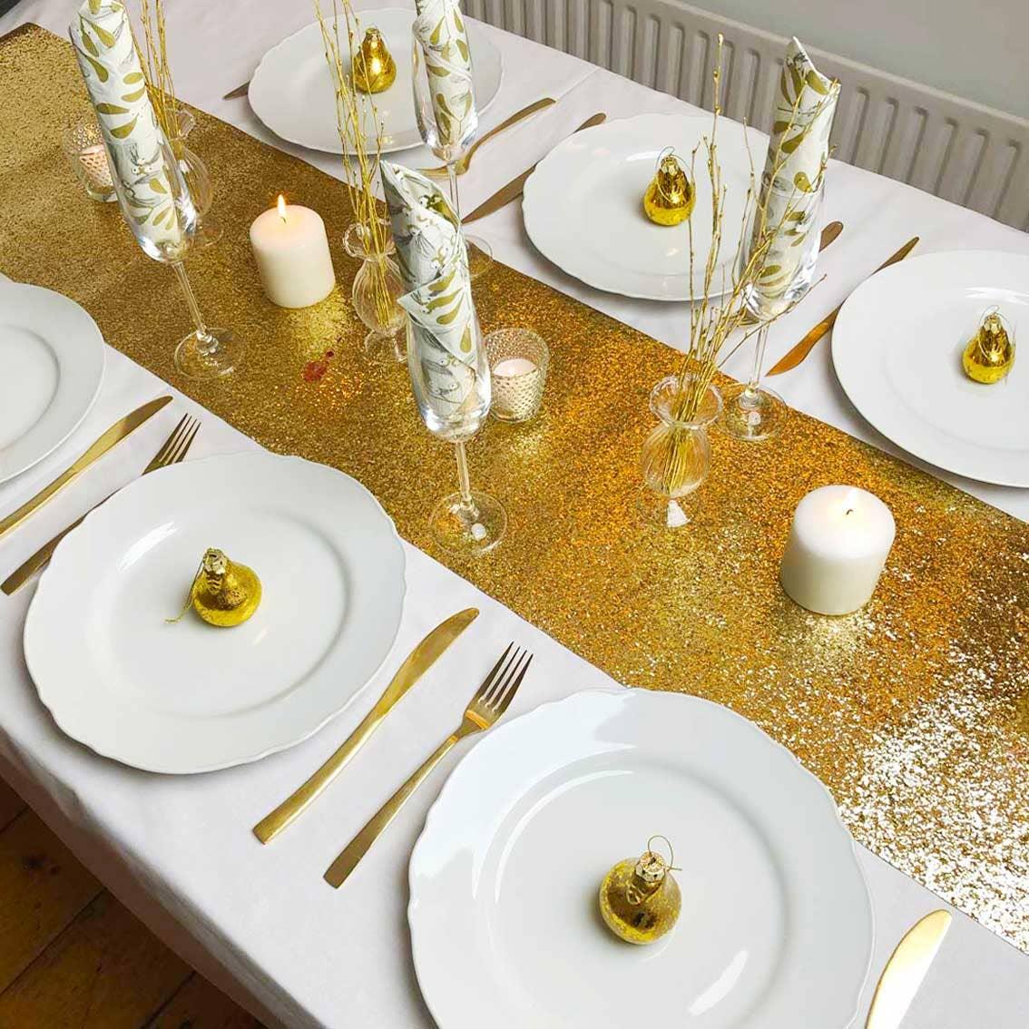 Gold Glitter Table Runner | 6ft | Christmas Decor | - Marcel’s Culinary Experience