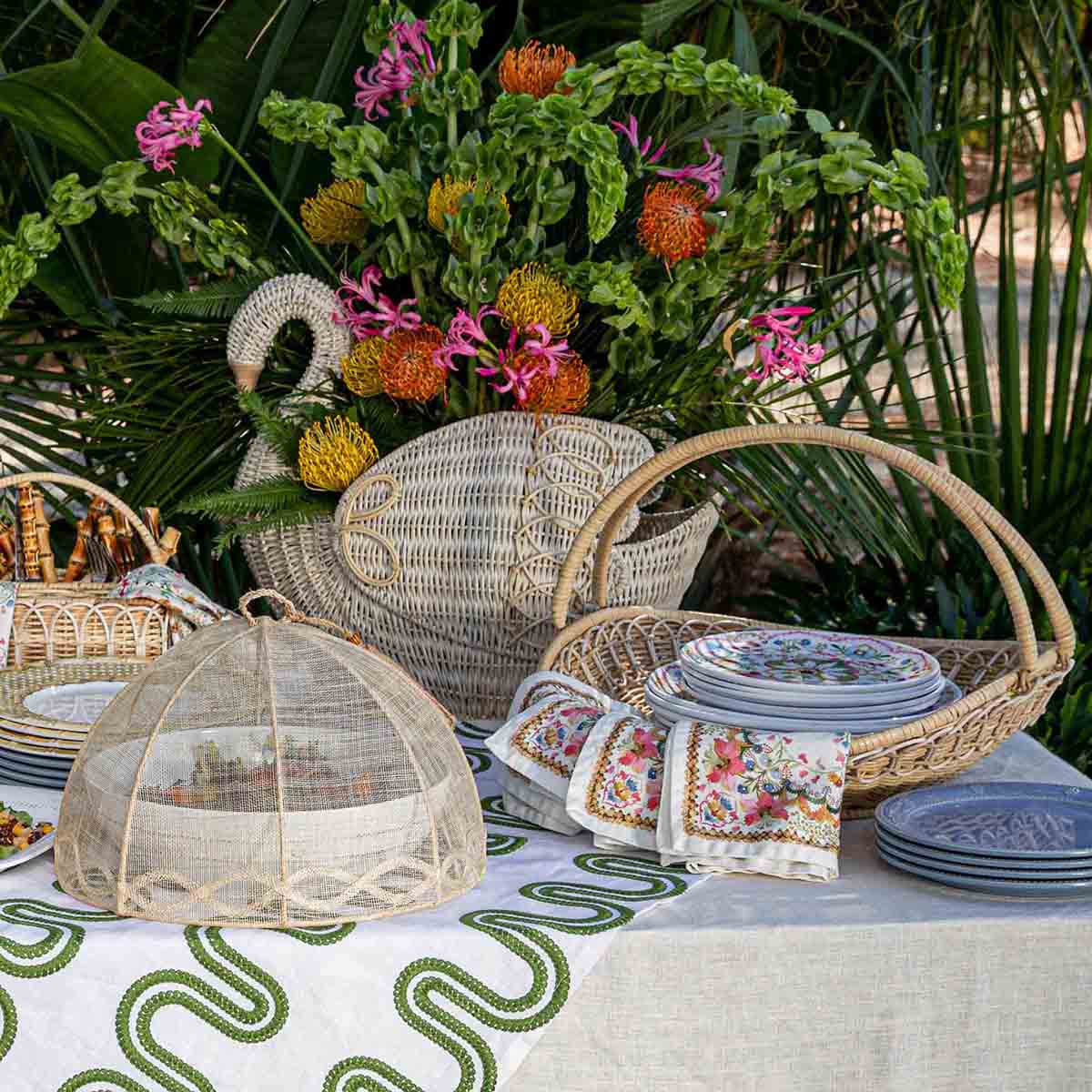 Juliska Provence Rattan Swan Basket