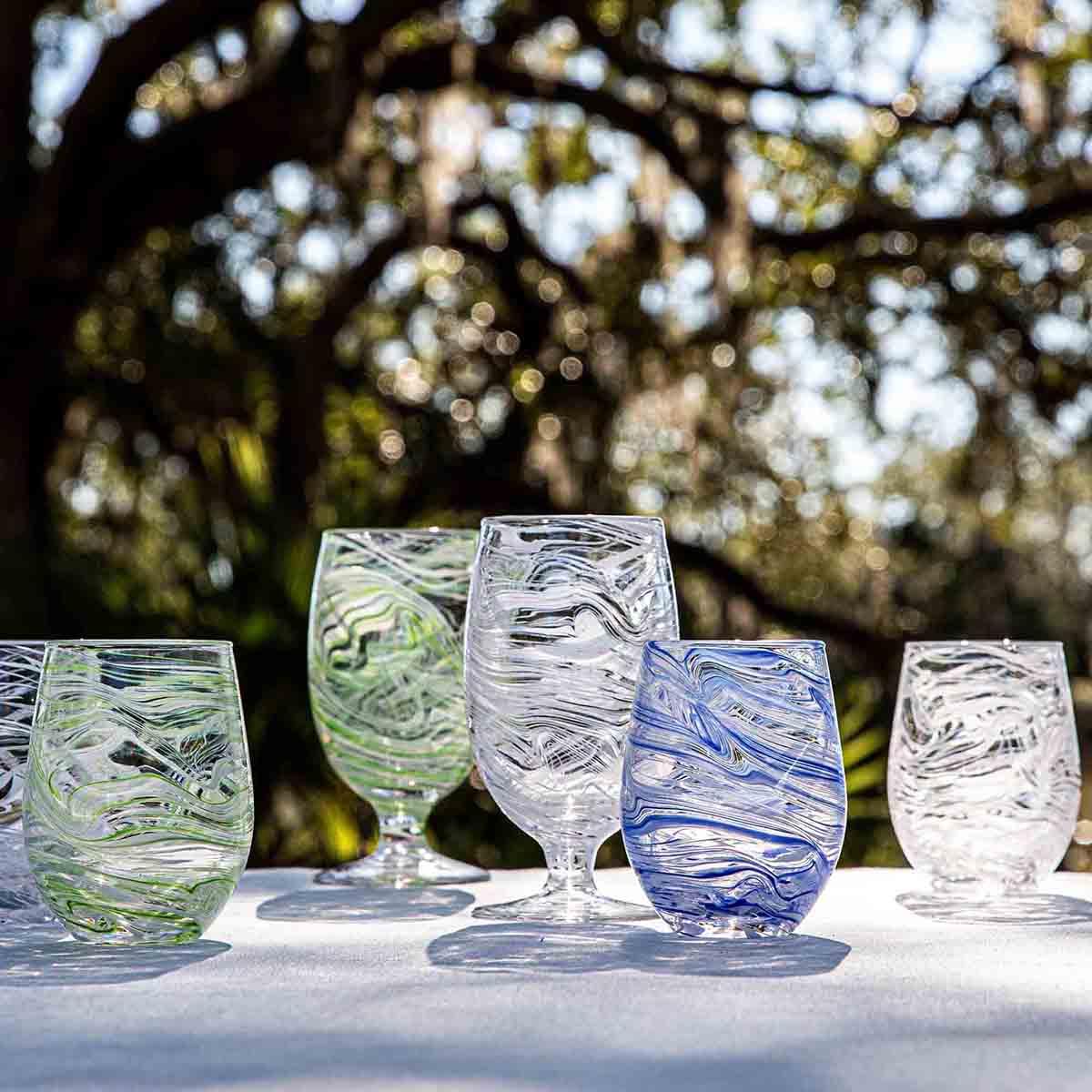 Juliska Puro Marbled Goblet Green
