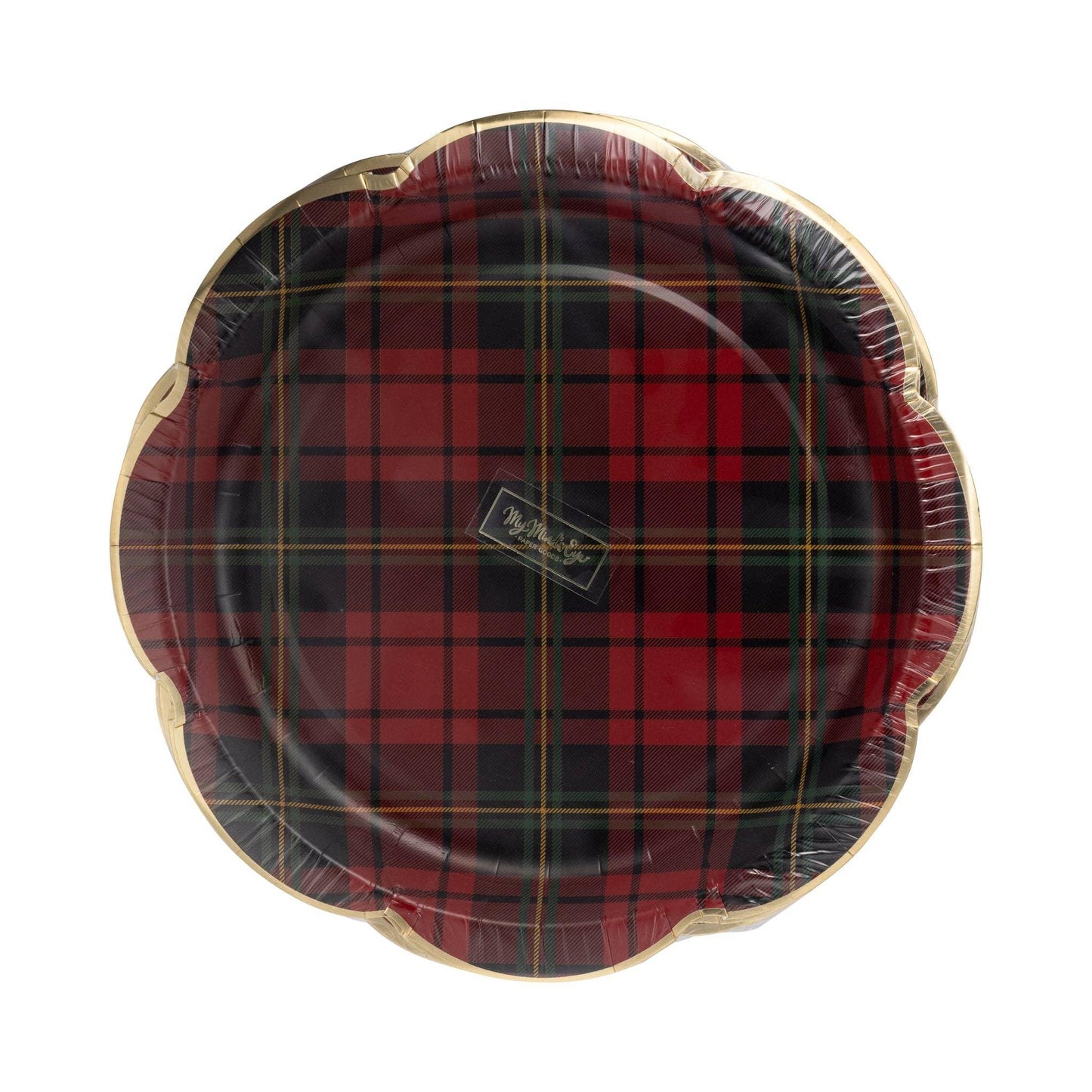 Red Christmas Plaid Round Scalloped Plate - Marcel’s Culinary Experience