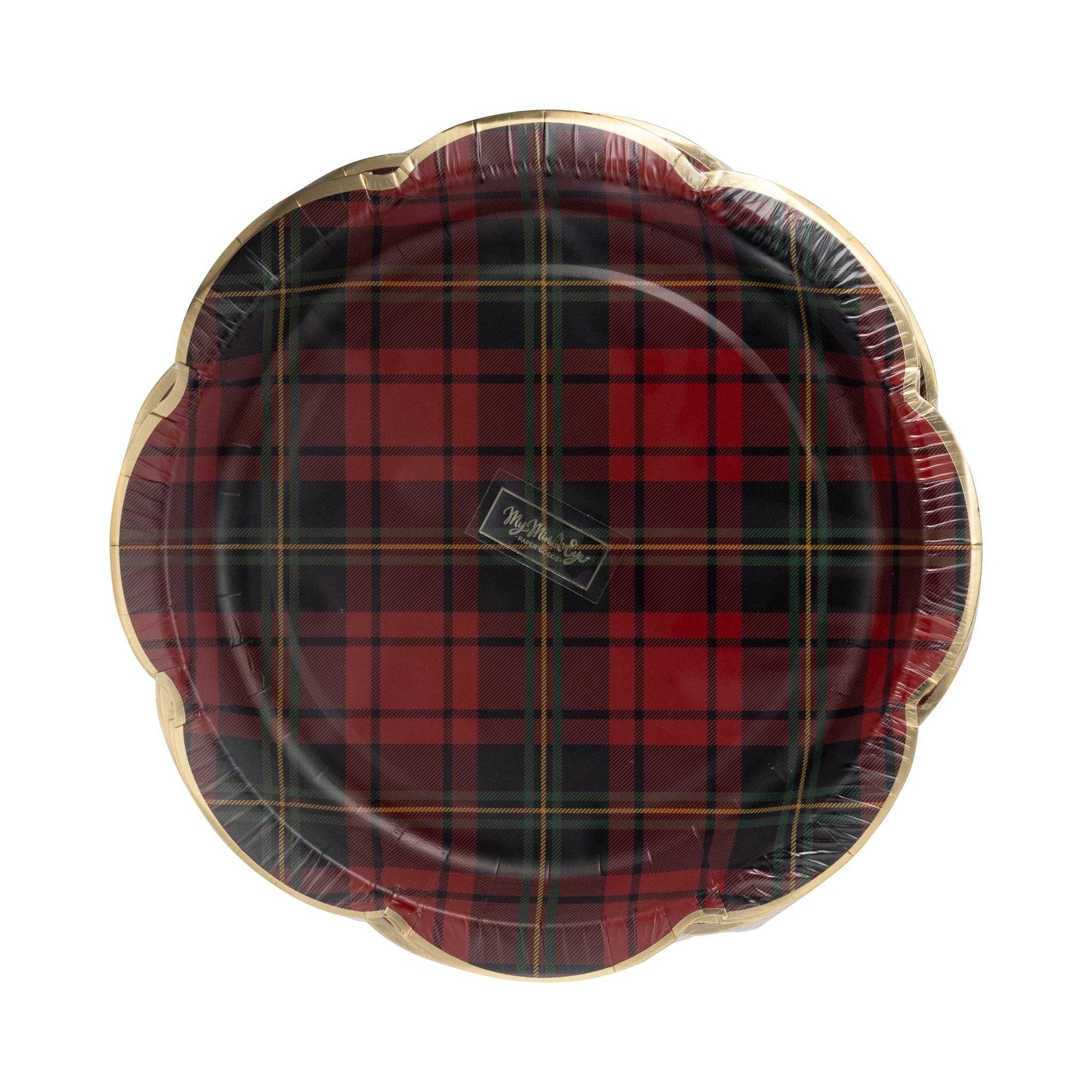 Red Christmas Plaid Round Scalloped Plate - Marcel’s Culinary Experience