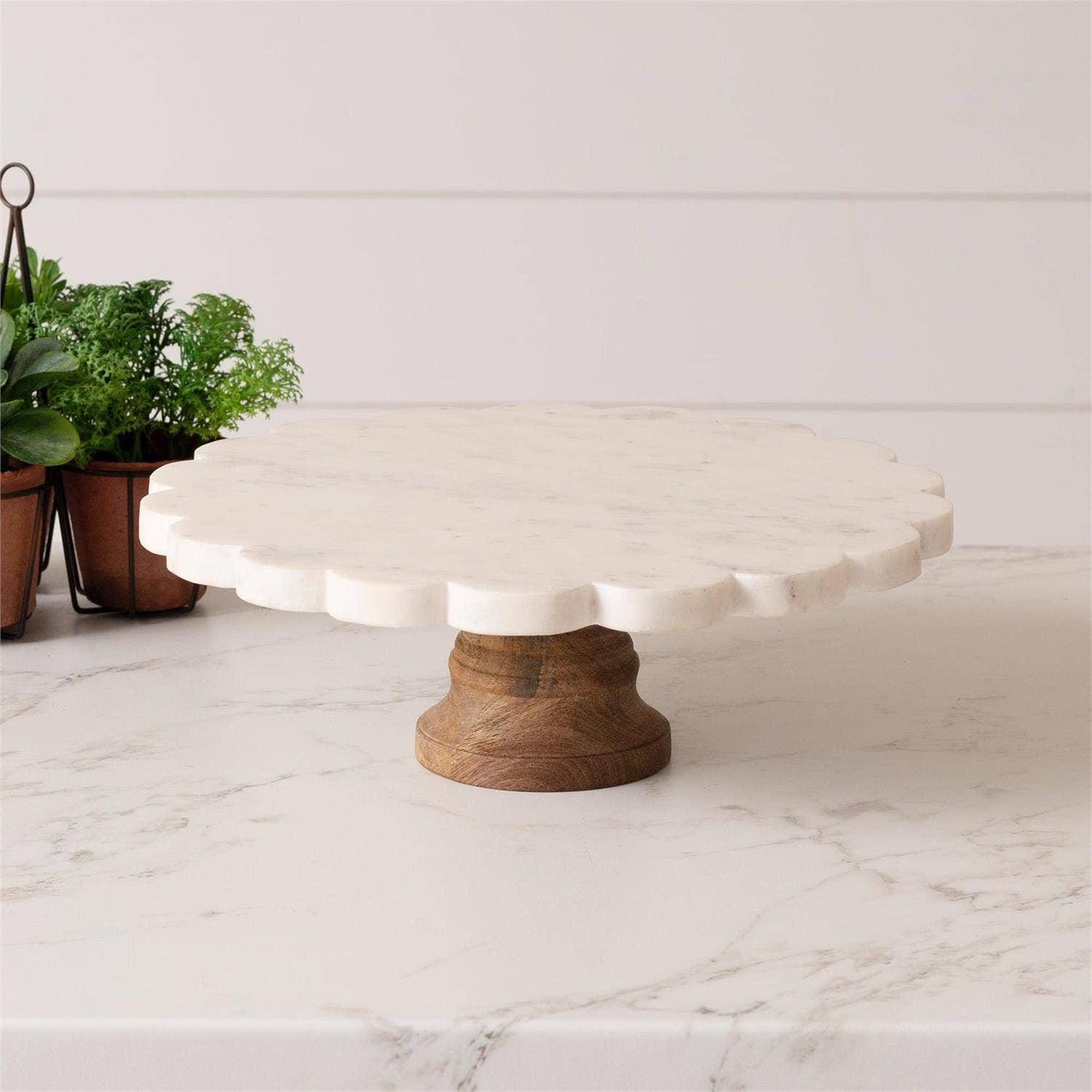 Scalloped Marble Cake Stand - Marcel’s Culinary Experience
