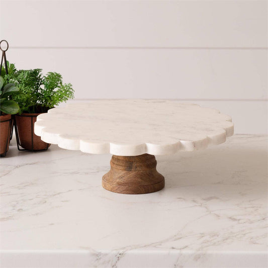 Scalloped Marble Cake Stand - Marcel’s Culinary Experience
