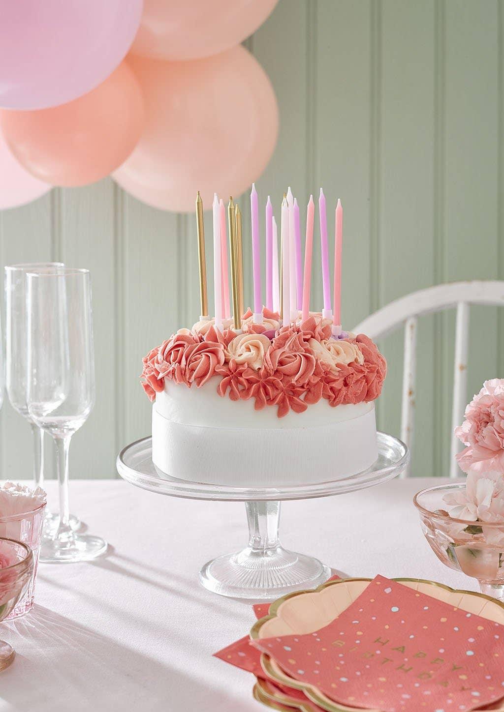 Rose Pink & Gold Birthday Candles | 16 Pack | Cake Candle | - Marcel’s Culinary Experience