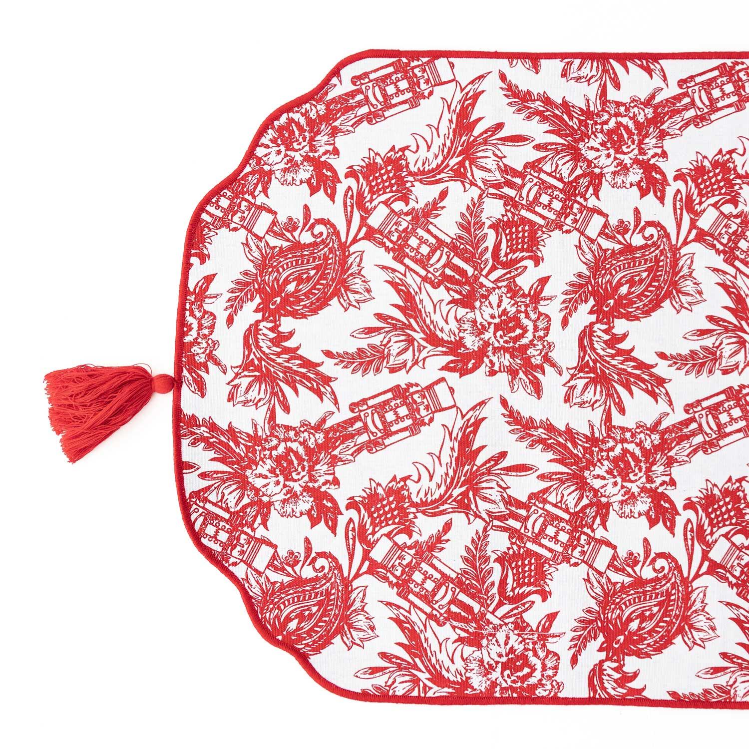 Nutcracker Toile Reversible Tassel Table Runner - Marcel’s Culinary Experience