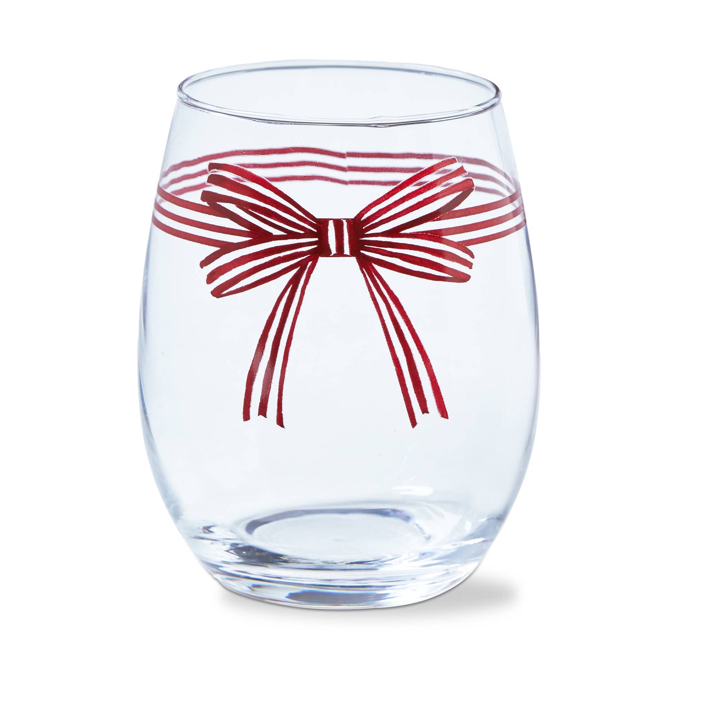 Red Bow Stemless Wine Glass for Christmas
