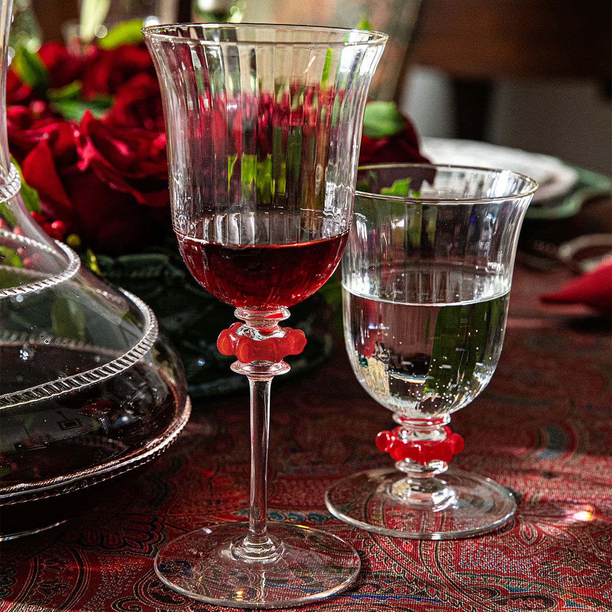 Juliska Nell Ruffle Wine Glass - Ruby
