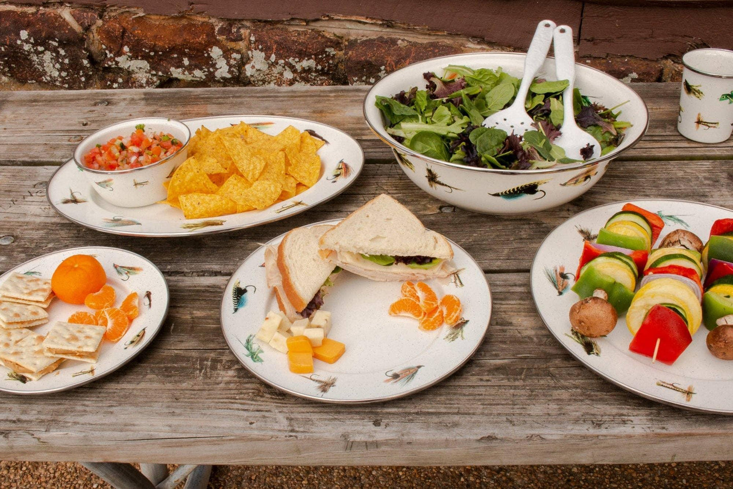 Golden Rabbit Enamelware Fishing Fly Oval Platter