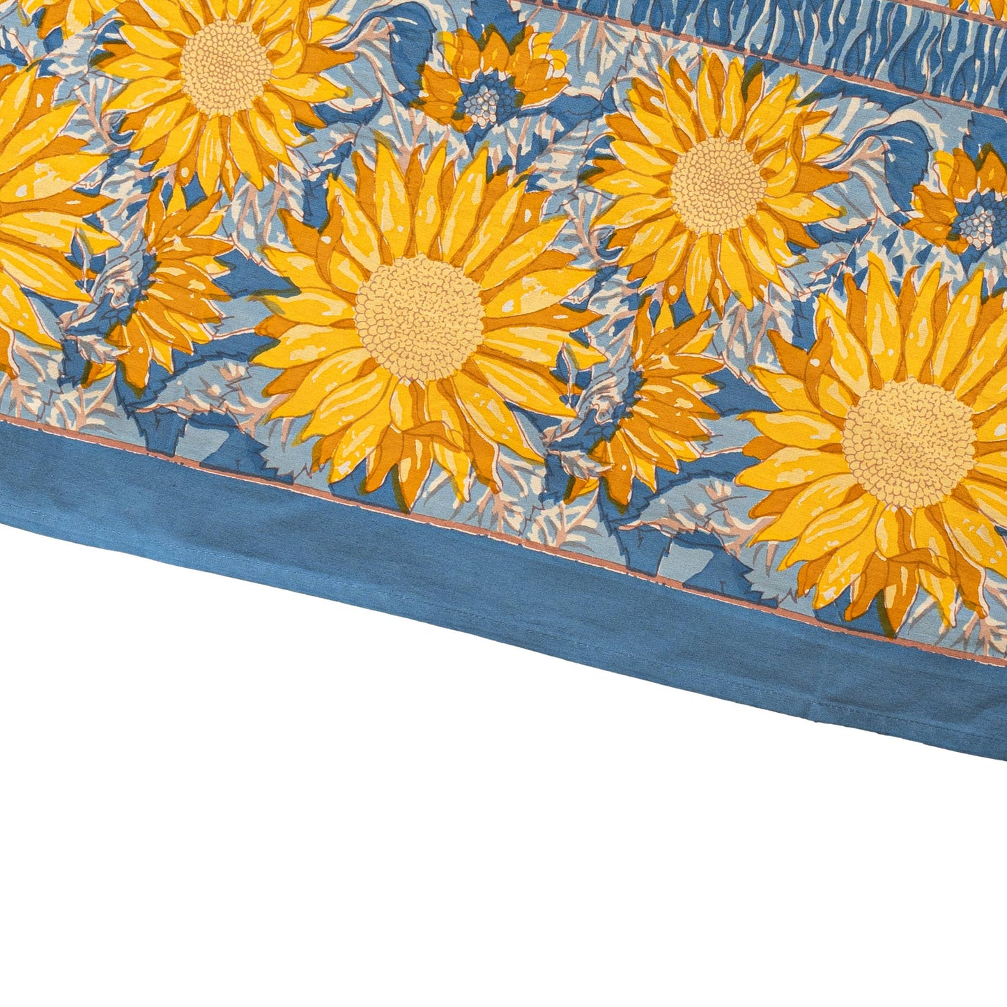 Couleur Nature Sunflower Yellow & Blue Tablecloth 59x59 - Hand-Printed Square Table Linen