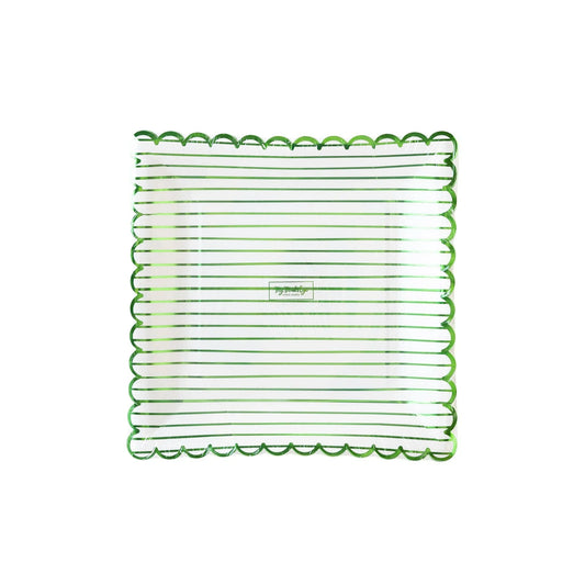 Green Striped Paper Plate - Marcel’s Culinary Experience