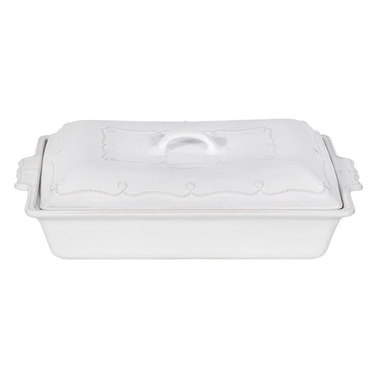 Juliska Berry & Thread 13" Rectangular Baker with Lid - Whitewash