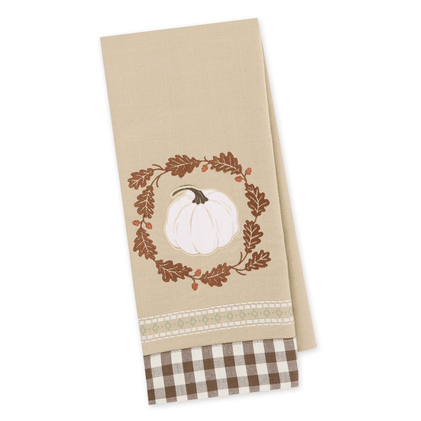 Autumn Pumpkin Embellished Dishtowel