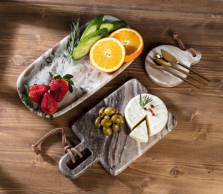 Large Brown Marble Oblong Serving Tray
