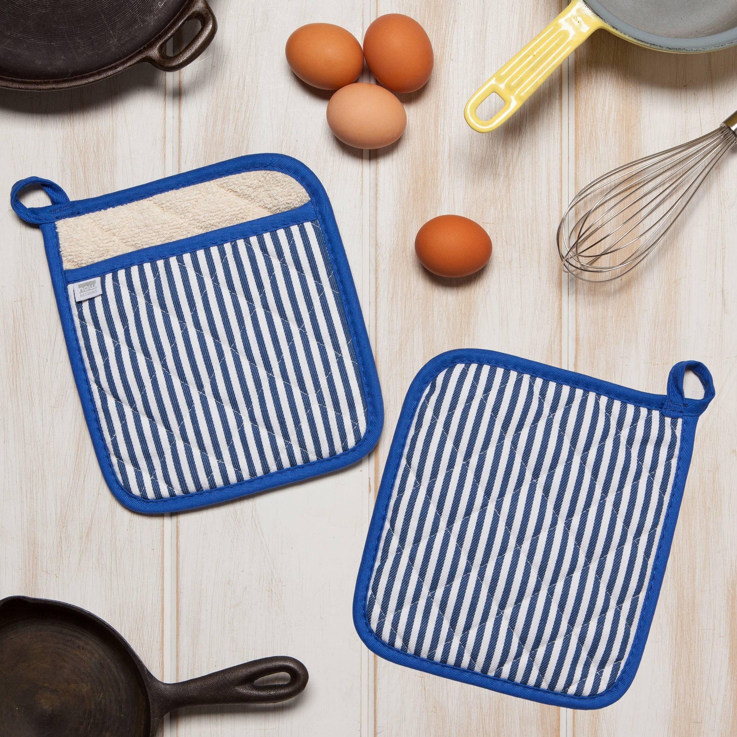 Superior Blue Narrow Stripe Potholder - Marcel’s Culinary Experience