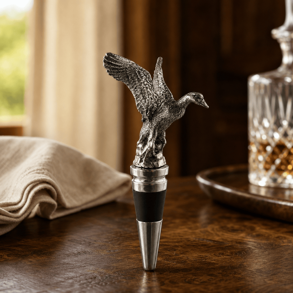 Pewter Flying Duck Bottle Stopper | 5.5 Inch