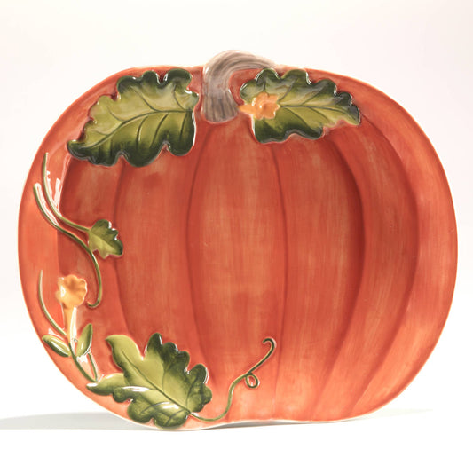 Harvest Morning Fall Pumpkin Platter 11.5 x 13.75 in.