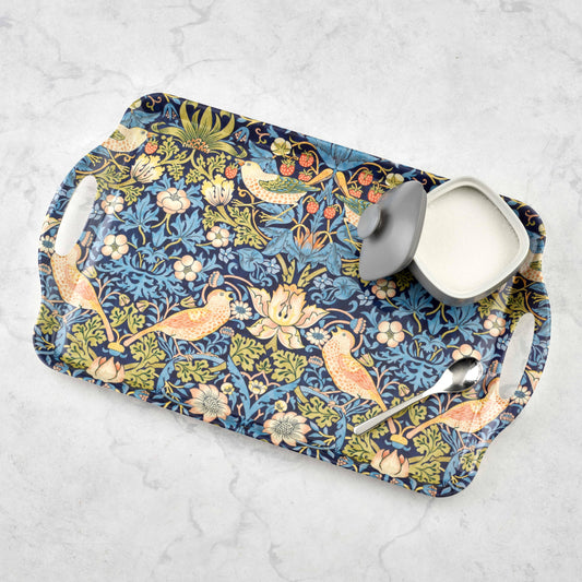Strawberry Thief Blue by Morris & Co Lg Melamine Tray