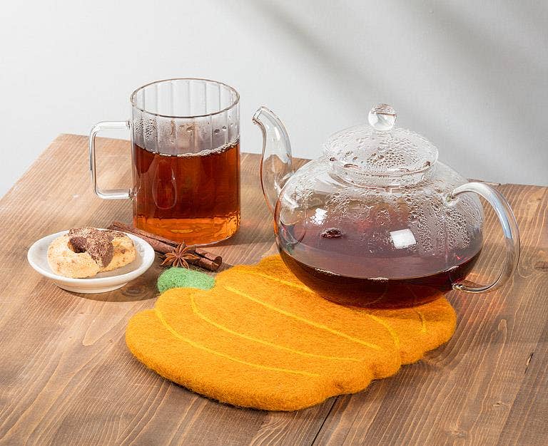 Orange Felted Wool Pumpkin Trivet